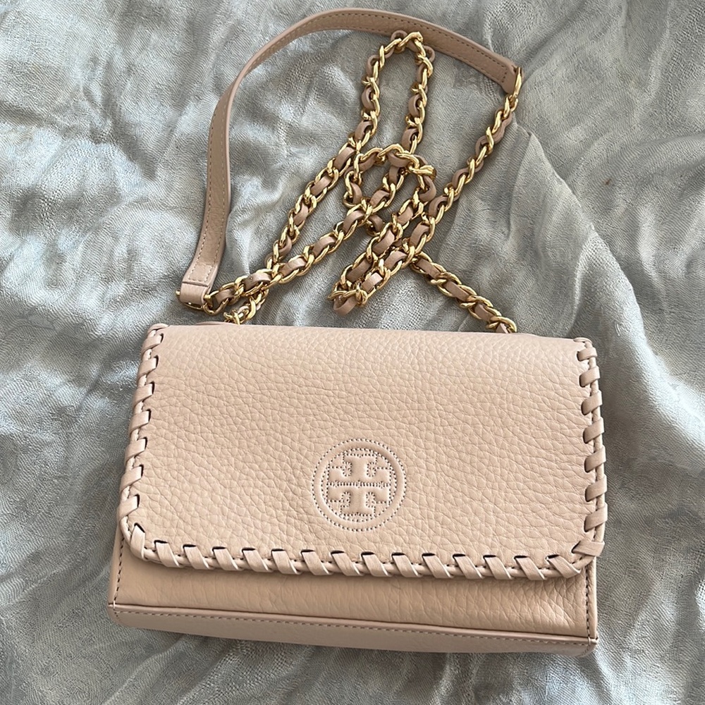 Tory Burch Marion Shrunken Shoulderbag color: Light Oak
